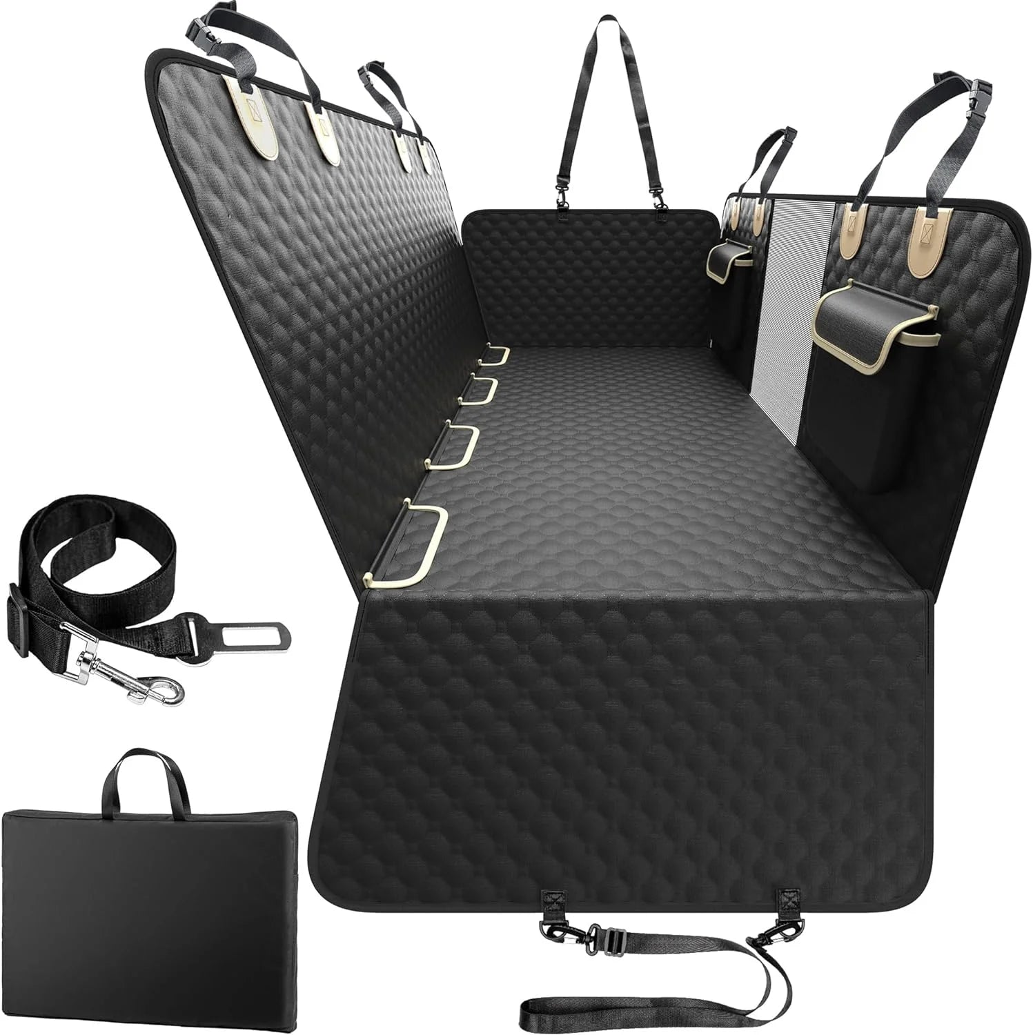 Dog Hammock for Car with Hard Bottom Dog Car Seat Cover for Back Seat Waterproof for Cars/Suv, Black
