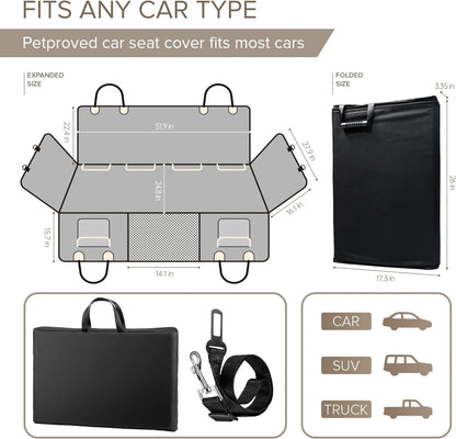 Dog Hammock for Car with Hard Bottom Dog Car Seat Cover for Back Seat Waterproof for Cars/Suv, Black