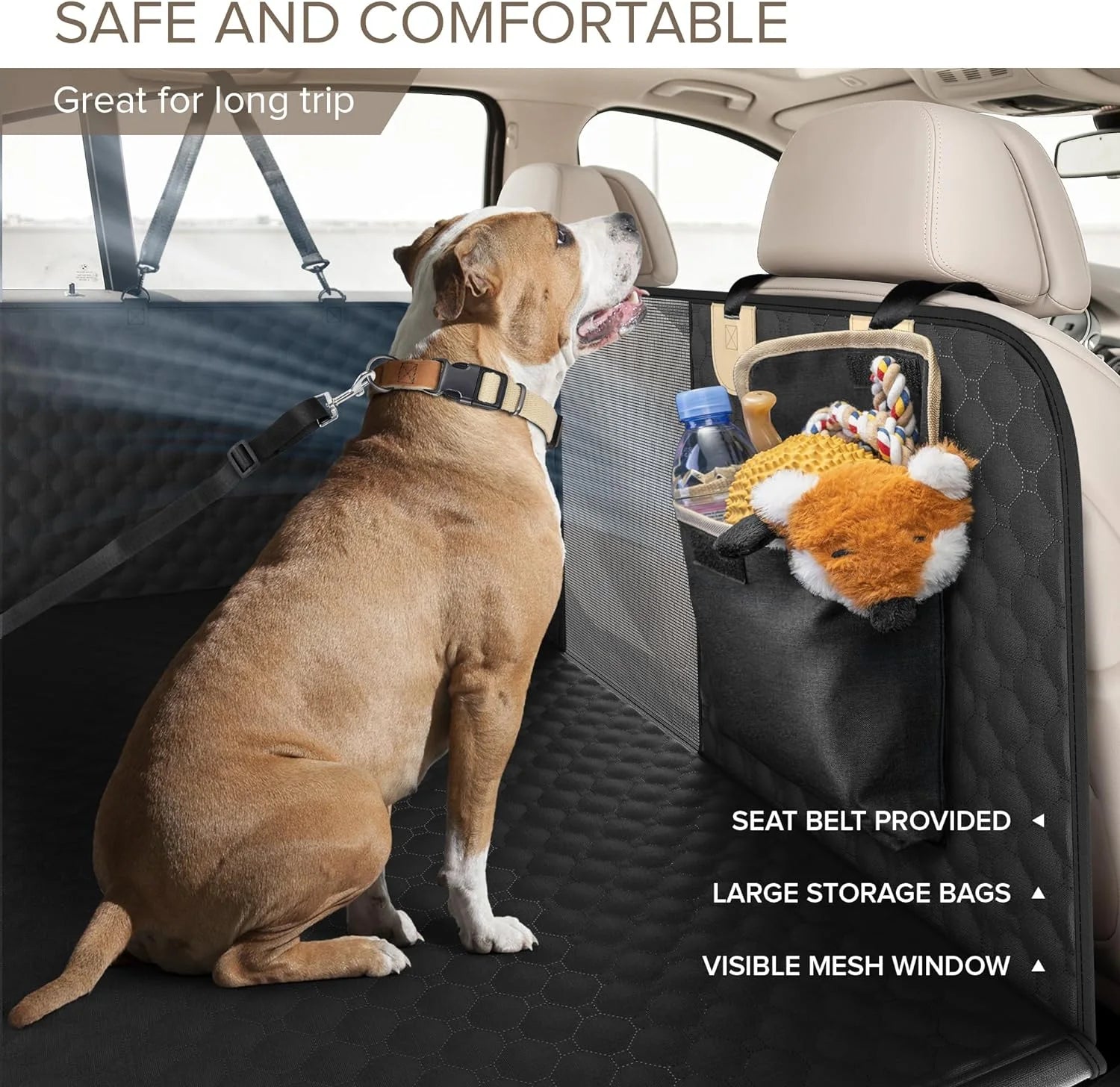 Dog Hammock for Car with Hard Bottom Dog Car Seat Cover for Back Seat Waterproof for Cars/Suv, Black